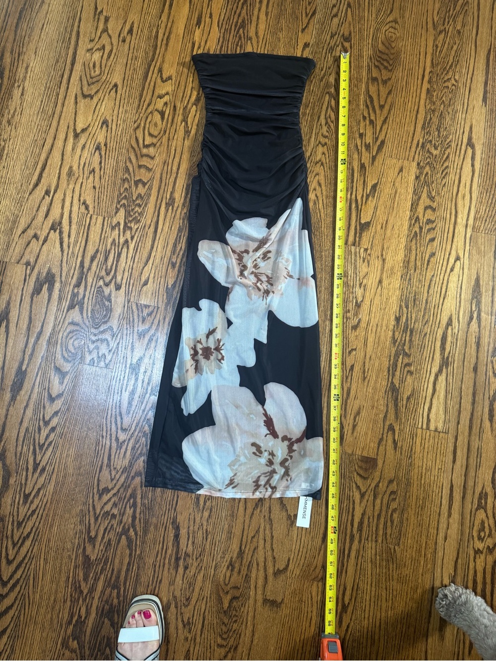 Commense mesh Strapless Black Floral Midi Dress - Picture 2 of 7